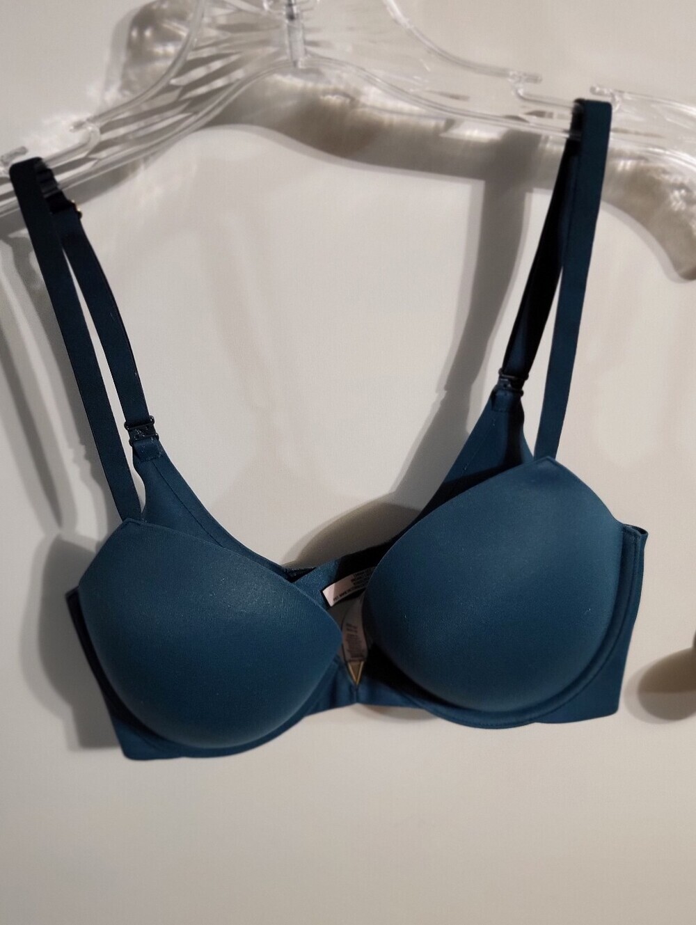Victorias Secret Teal Satin Push Up Bra Size 34D